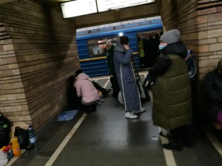 Ukrainians take cover in metro stations as Russian forces approach capital city