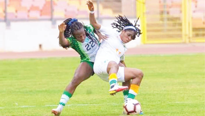 Super Falcons labour to win 2-0 against Lady Elephants