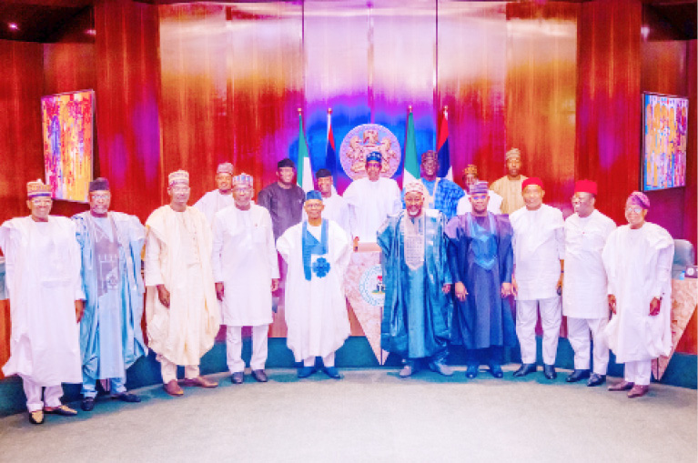 President Buhari meets with the Progressive Governors Forum at the State House, Abuja yesterday