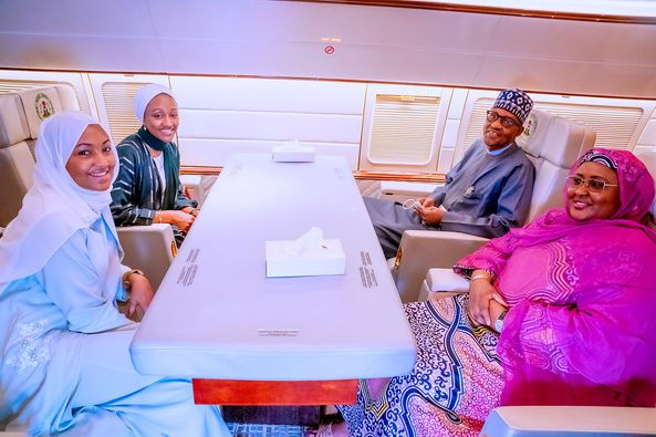 PHOTOS: Buhari, wife, kids get warm reception at Malabo