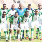 Line-up of the Flying Eagles of Nigeria before one of their friendly matches in Niamey