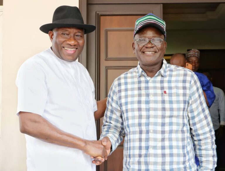 2023: Jonathan, Ortom meet in Abuja