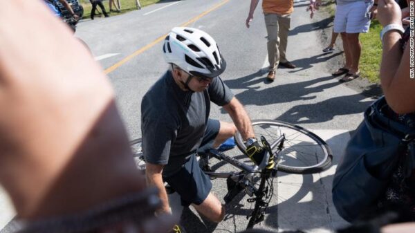 US President, Joe Biden, took a tumble as he was riding his bicycle
