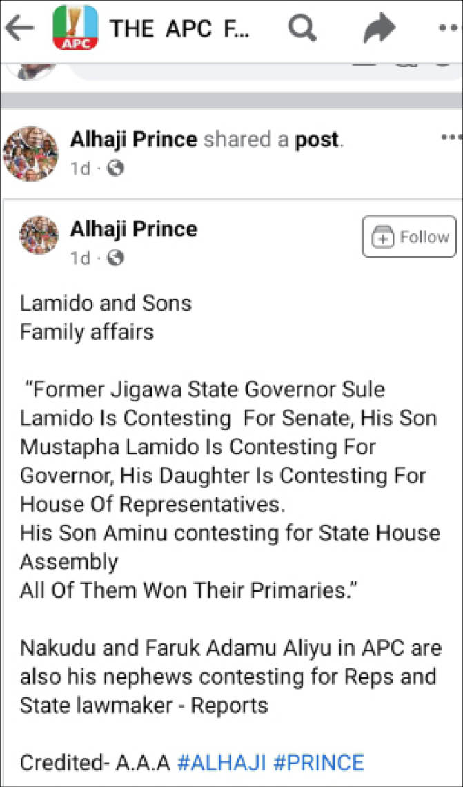 Did Lamido, his daughter and son contest PDP primaries?