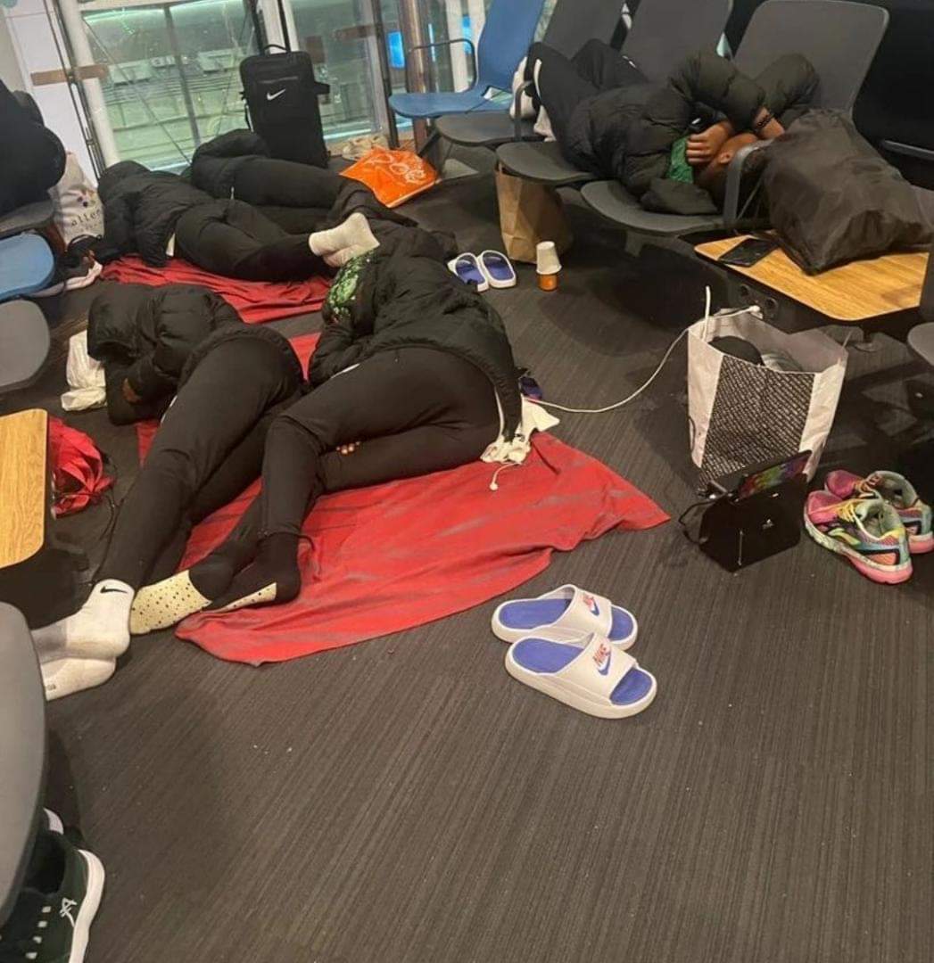 PHOTOS: Falconets Stranded at Turkish airport after crashing out of World Cup