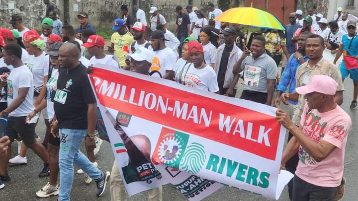 PHOTOS: ‘Obidients’ Organize Solidarity Match in Port Harcourt