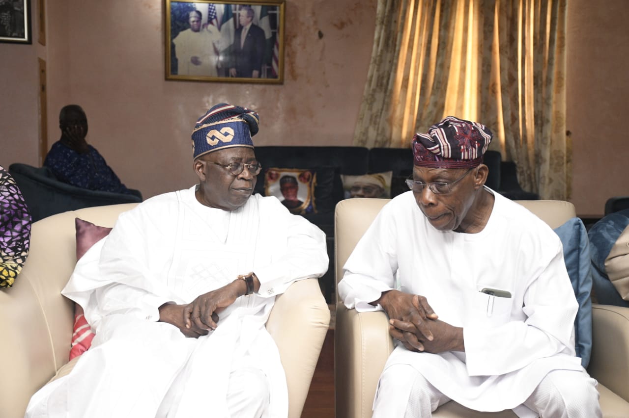 Tinubu in closed door meeting with Obasanjo