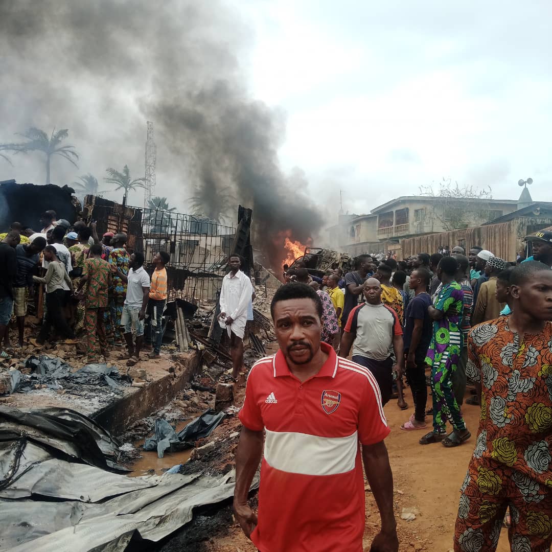 PHOTOS: Buildings destroyed as petrol tanker explodes in Ogun