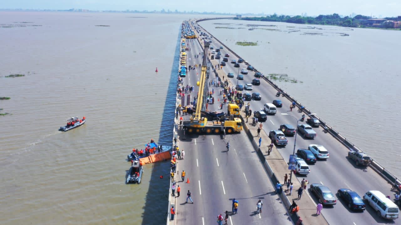 PHOTOS: Third Mainland Partially shut as officials retrieve truck from Lagoon