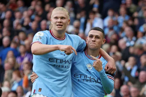 Manchester City's scorers, Erling Haaland and Phil Foden