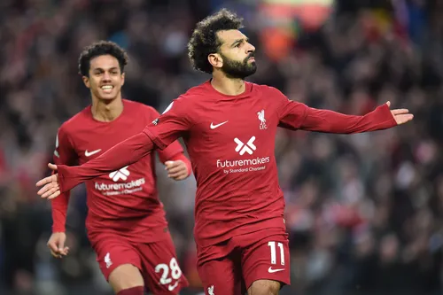 Mohamed Salah celebrates his goal against Manchester City