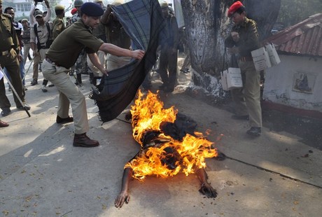 FILE PHOTO: Indian man burn himself to death in protest