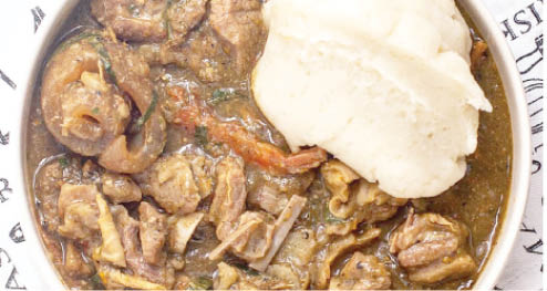 Pounded yam with white soup