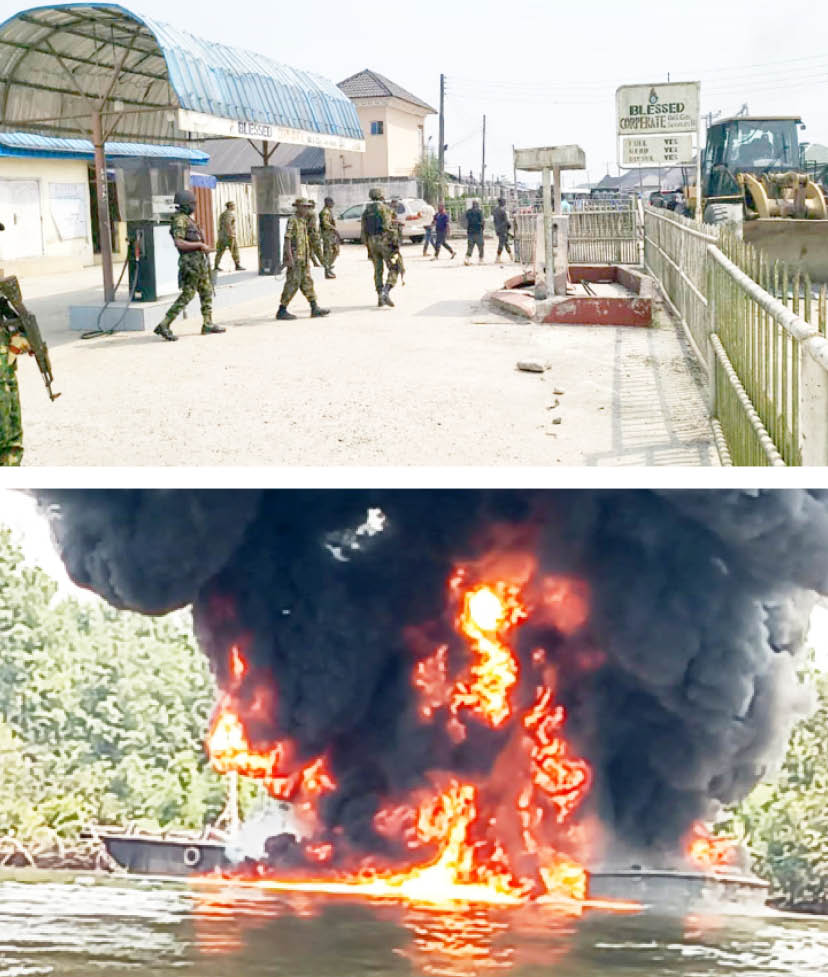 NNPC, operatives destroy barge with stolen crude, filling station in Delta