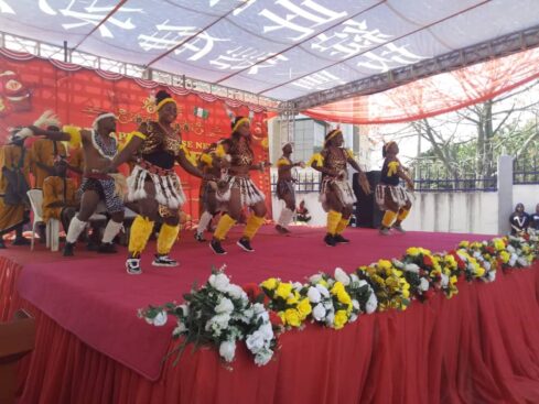 The Anambra State cultural group dancing on the stage during the occasion (Photo by Joshua Odeyemi)