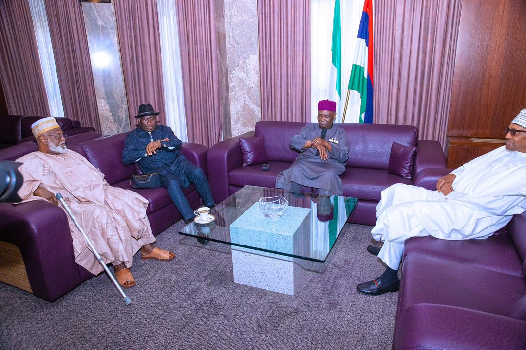 Buhari chairs Council of State meeting, Gowon, Abdulsalami, Jonathan present 