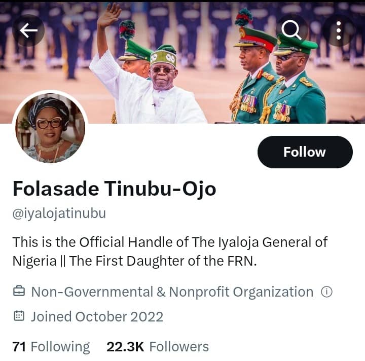 Tinubu’s eldest child Adds ‘First Daughter of FRN’ To Twitter Bio