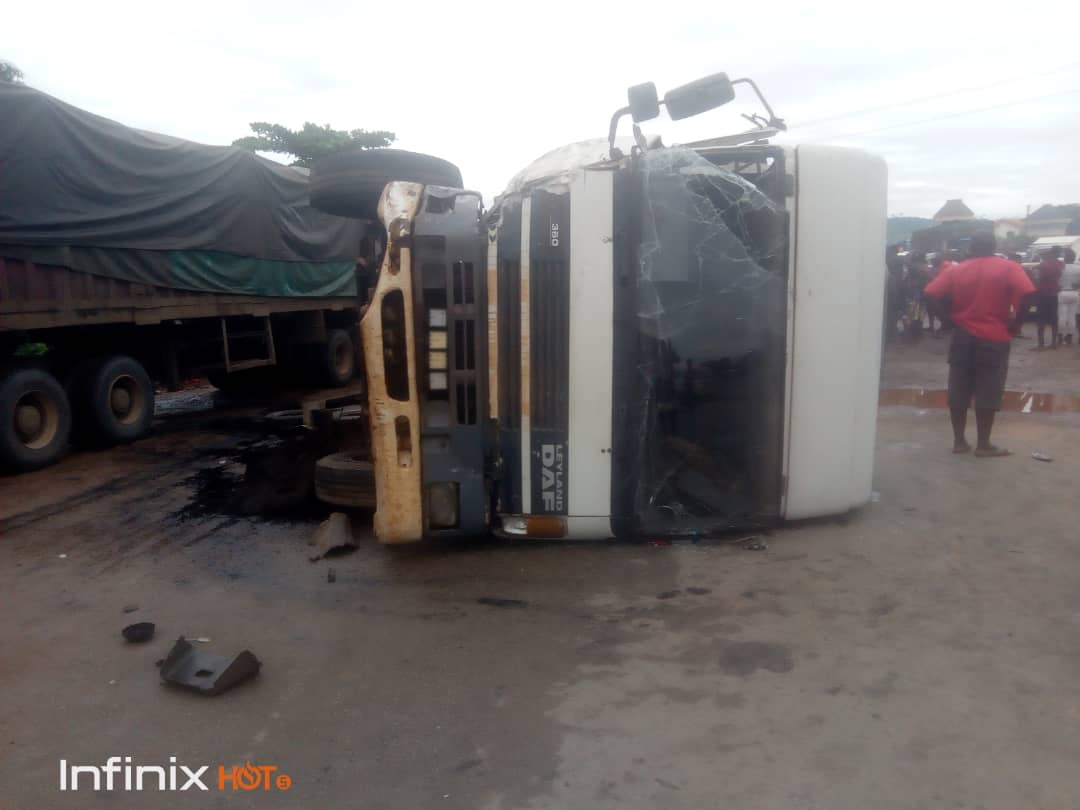 Five killed as container falls on bus in Anambra