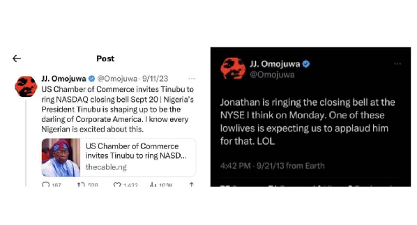 Omojuwa under fire for praising Tinubu over what he condemned Jonathan for