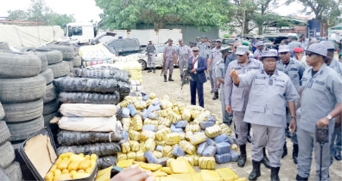 Customs intercepts 1,179kg of cannabis sativa, 3,149 bags of rice