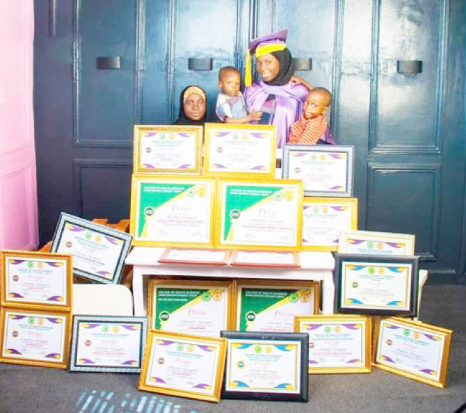 dr sumayya displays her many awards