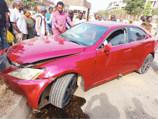 Road safety van rams into car conveying pregnant woman in Abuja