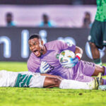 stanley nwabali writhes in pains during the game against cameroon