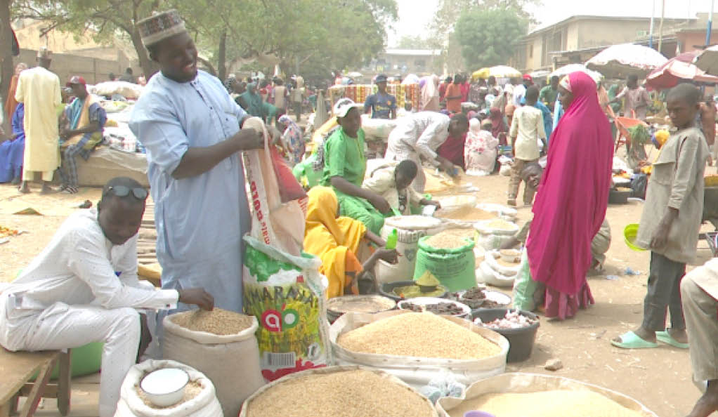 afafata rice on display in a local market in kano