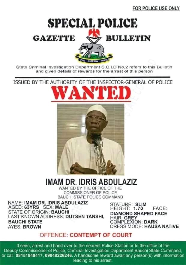 Police Declare Bauchi Cleric Wanted