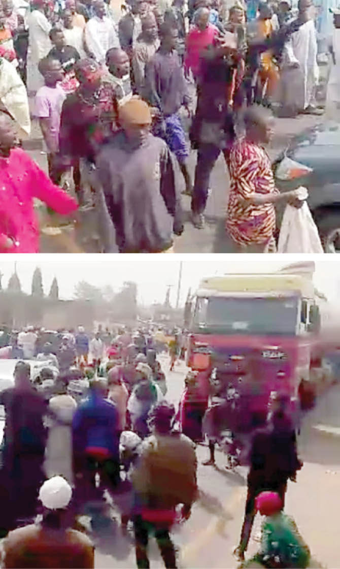 residents of rigachikun during the protest