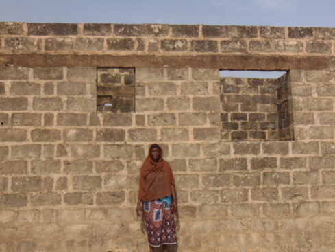 fati yahaya in front of her house