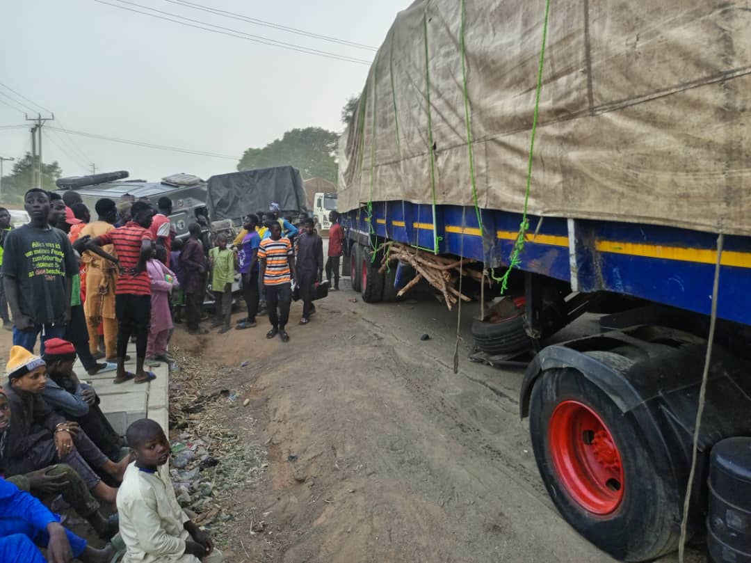 PHOTOS: Truck drivers block Zaria Road to protest rift with Customs Officers