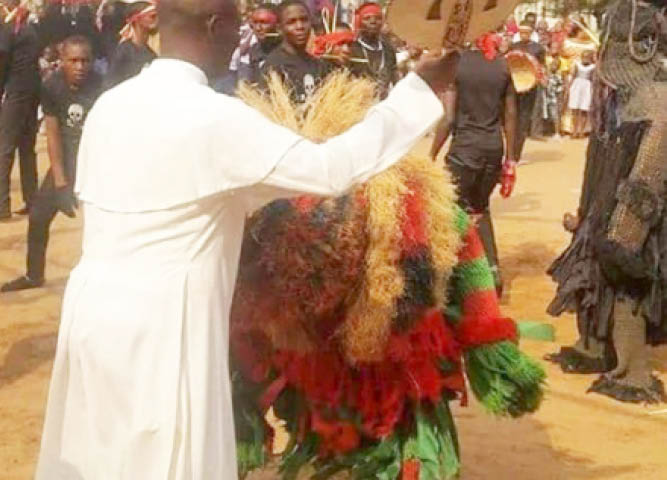 Healing: Masquerades go to church with native doctor for thanksgiving