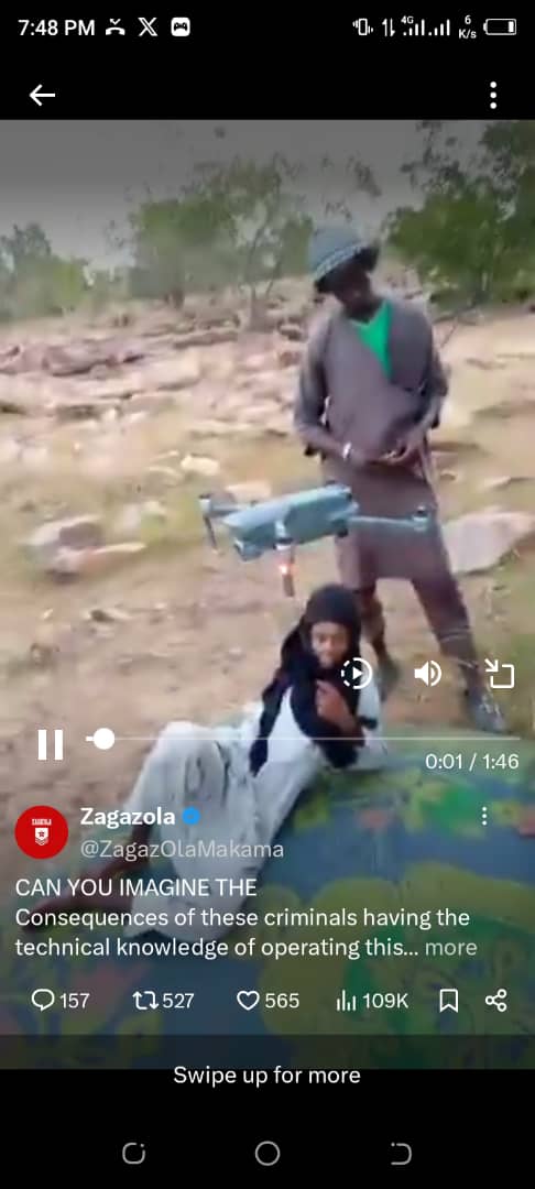 Bandits spotted flying drone at unknown location