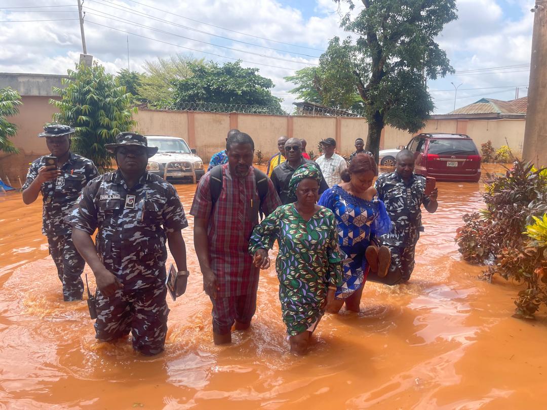 PHOTOS: Flood Takes Over Edo INEC head Office Few Months To election