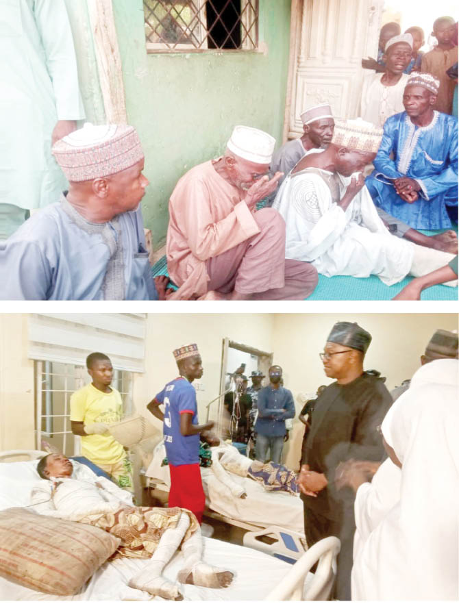 peter obi during his visit to victims of kano mosque arson in kano yesterday