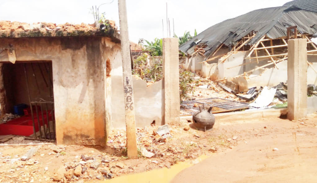 the burnt house of the suspect