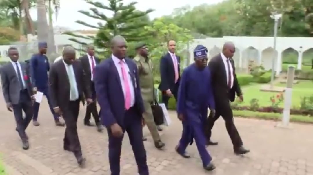 Presidency releases video of Tinubu strolling to office