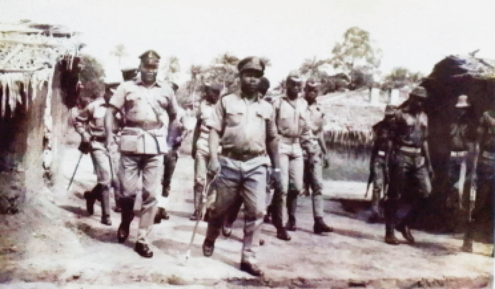 colonel olusegun obasanjo during an inspection of a military camp as goc 3rd marine commando division