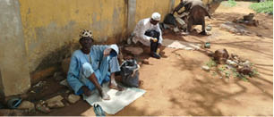 some of the beggars at one of their joints along sama road