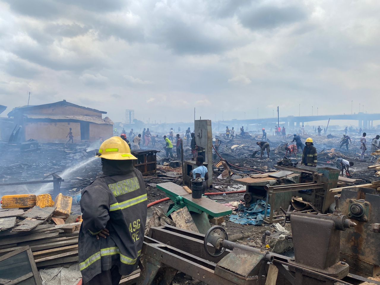 Many ‘trapped’ in fire outbreak at Lagos plank market