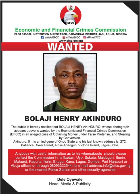 EFCC Declares Oil Mogul, Henry Akinduro, Wanted For Fraud