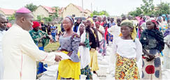 Flood: Catholic bishop distributes foodstuffs to 150 Adamawa IDPs