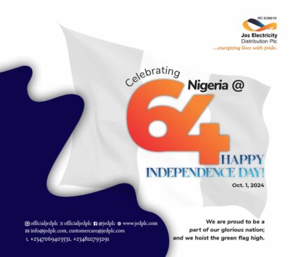 Jos Electricity Congratulates the People of Nigeria on the 64th Independence Anniversary