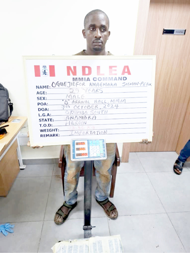 NDLEA arrests Thailand returnee with N3.1bn heroin concealed in six bags