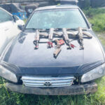 vehicle and ak 47 rifles recovered from the suspects