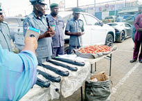 Driver, conductor flee, abandon bus with riffles in Lagos market